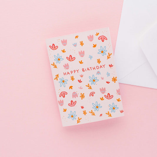 Pink Flower Bday Mini Card