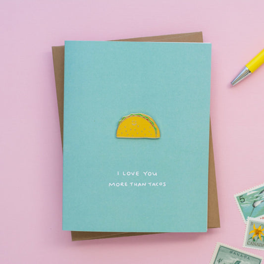 More Than Tacos Enamel Pin Card